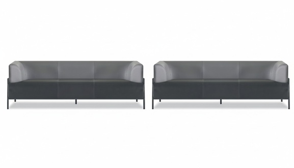 Schwarze Arbeitszimmer Sitzgarnitur Edler Wartezimmer 3-Sitzer 2tlg Set