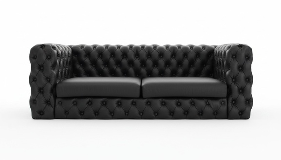 Schwarze Chesterfield 3 Sitzer Couch Sofa 100% Vollleder Designer Garnitur