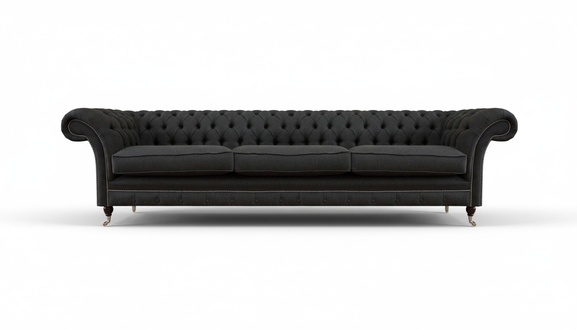 Schwarze Chesterfield Sitzmöbel Luxuriöser Dreisitzer Polster 3-Sitzer