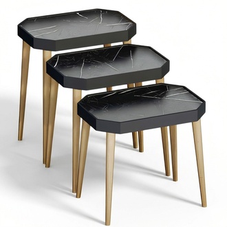 Design Couchtisch Set mit Goldenen Beinen