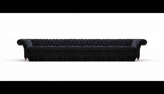 Schwarzer Chesterfield Polster Viersitzer Wohnzimmer Edle Textil Couch