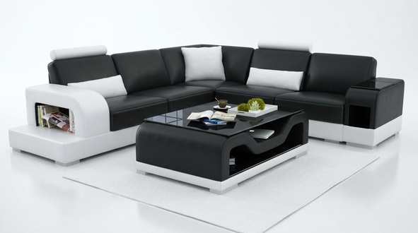 Schwarzer Couchtisch Glastisch Sofa Beistell Moderner Tisch Gepolsterte Tische