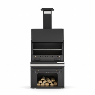 Schwarzer Edelstahl Grillkamin im modernen Design für Garten