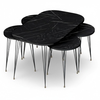 Schwarzer Holz-Couchtisch mit Beistelltischen modern und stilvoll