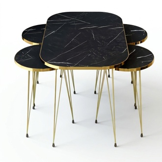Schwarzer Holz-Couchtisch mit Beistelltischen im modernen Stil
