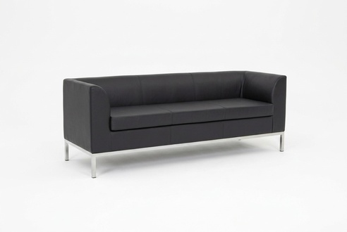 Schwarzer Polster Dreisitzer Luxus Möbel Arbeitszimmer Textilsofas