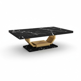 Schwarzer Tisch Esszimmer Möbel Luxus Marmor Esstisch Designer Tische