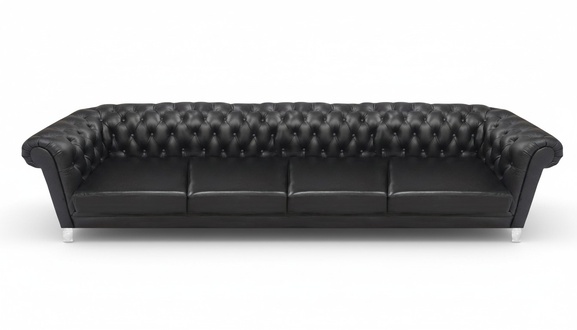 Schwarzes Chesterfield Wohnzimmer Edles Polstersofa Designer Ledercouch