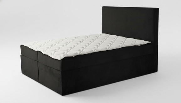 Schwarzes Doppelbett Klassisches Schlafzimmermöbel Design Eleganter Stoff neu