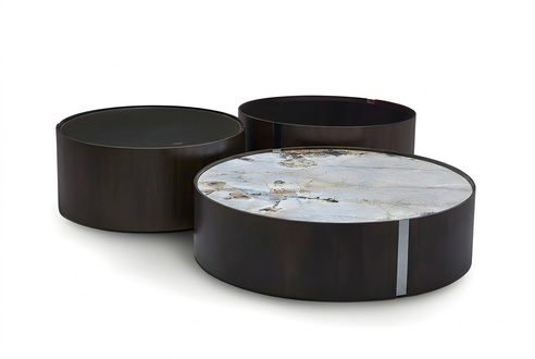Schwarzes Metall Couchtisch-Set modern eleganter Wohnzimmertisch