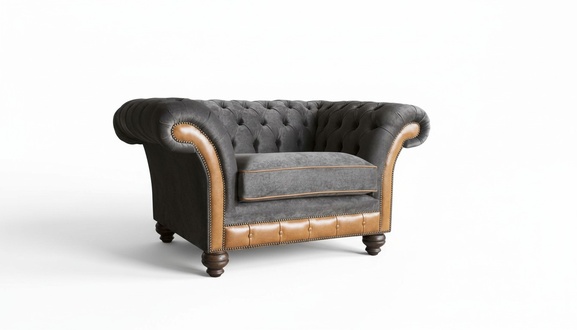 Sessel 1 Sitzer Relax Polster Fernseh Chesterfield Textil Sofa Couchen Grau Neu