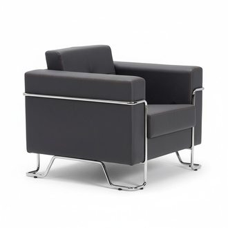 Sessel 1 Sitzer Stoff Couch Design Couch Leder Polster Textil Modern Schwarz