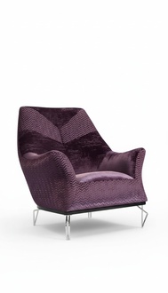 Sessel Einsitzer 1Sitzer Polster Sitz Designer Sitz Stoff Moderne Lila