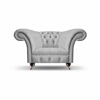 Sessel Grau Polstermöbel Chesterfield Textil Möbel Wohnzimmer Sitz