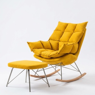 Sessel Metall Design Polster Lounge Schaukelstuhl Sitz Zimmer Schaukel