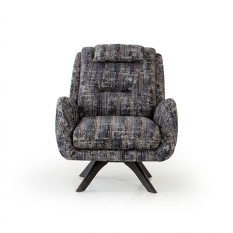 Sessel Modern Grau Wohnzimmer Sitzmöbel Textil Luxus Design Möbel Lounge Club