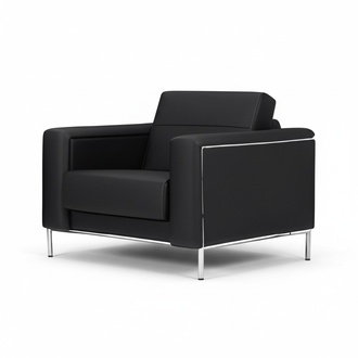 Sessel Modern Sessel 1 Sitz Leder Luxus Büromöbel Schwarz Design Sessel