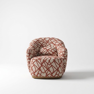 Sessel Ohrensessel Modern Stoff Wohnzimmer Polyester Orange Design