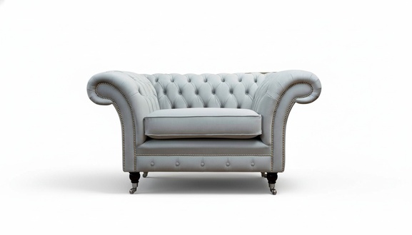 Sessel Polster Sofa Textil Chesterfield Couchen 1 Sitzer Einsitzer Grau