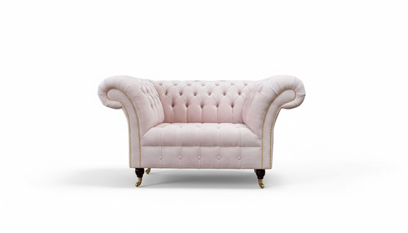 Sessel Polster Sofa Textil Chesterfield Couchen 1 Sitzer Einsitzer Rosa