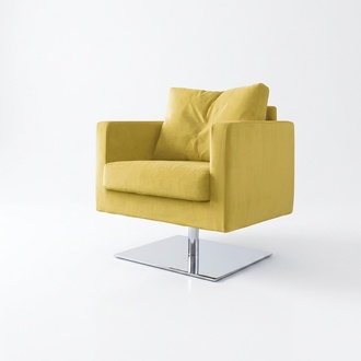 Sessel Stuhl Polster Fernseh TextilGelb Luxus Stoff Design Lounge Club Relax Neu