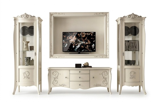 Set 4tlg Wohnzimmer rtv Vitrine tv Sideboard Schrank Tisch Wohnzimmer Holz Möbel