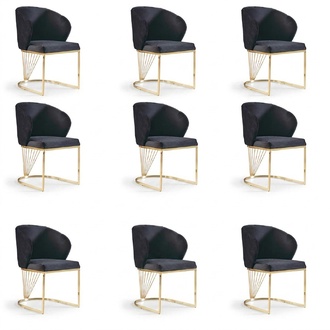 Set 8 Stuhl Gruppe Lehnstuhl Polster Stühle Esszimmer Stoff Möbel Sessel