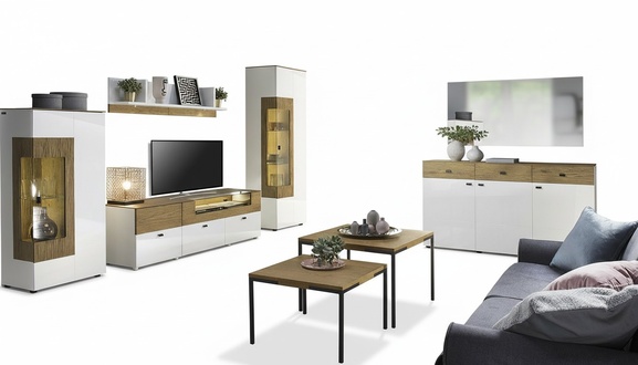 Set Modern Wohnwand Vitrinen RTV Schrank Wohnzimmer Barock Stil Wohnwände Neu