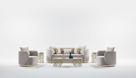 Set Sofa 3 Sitzer Polstersofa beige Textil Sitz Design Couch Sofas Stoff Modern