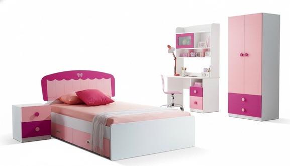 Set Tisch Bett Kleiderschrank Kommode 4tlg Komplett Jugendzimmer Kinderzimmer