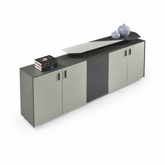 Sideboard Beistellschrank Schrank Kommode Beige Grau Holz Büromöbel