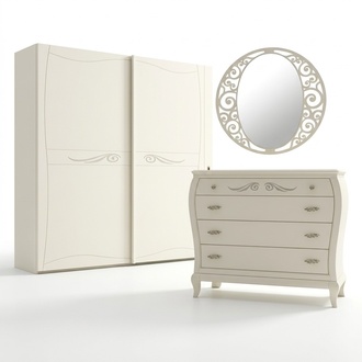Sideboard Kommode mit Spiegel Sideboards Holz Kommoden Möbel 2tlg Weiß Italien