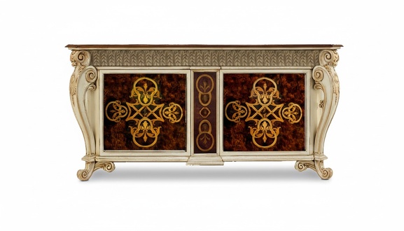 Sideboard Massiv Schrank Regal Holz Anrichte Schränke Luxus Möbel aus Italien