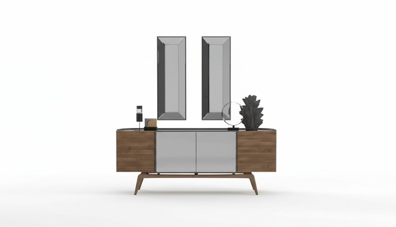Sideboard Mit 2x Spiegele Kommode Schrank Sideboard Anrichte Verspiegelt