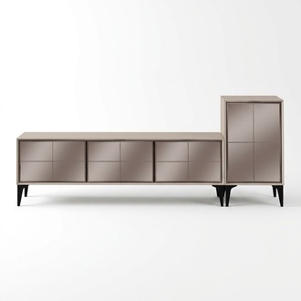Sideboard TV Ständer RTV Lowboard Weiß Holz Tisch Möbel Wohnzimmer