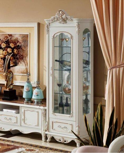 Vitrine Holz Single Vitrinen Glasschrank Schränke Möbel Art déco Weiß