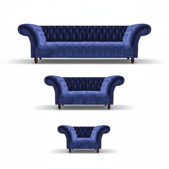 Sitzgruppe Möbel Polstermöbel Sofagarnitur 4+2+1 Sitzer Chesterfield Möbel