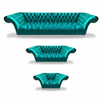 Sitzmöbel Sofa Set 3tlg Wohnzimmer Garnitur Chesterfield Textil Einrichtung