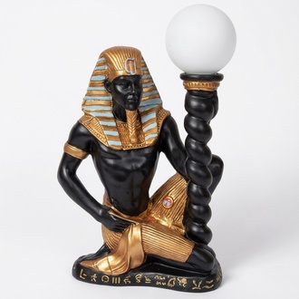 Skulptur Ägypterin Pharao Stand Steh Leuchte Sklavin Lebensgroß Figur 55 cm