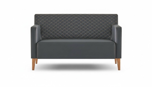 Sofa 2-Sitzer Arbeitszimmer Schwarz Einfarbig Modern Design Wohnzimmer