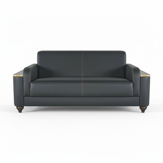 Sofa 2-Sitzer Arbeitszimmer Modern Design Schwarz Einfarbig Wohnzimmer