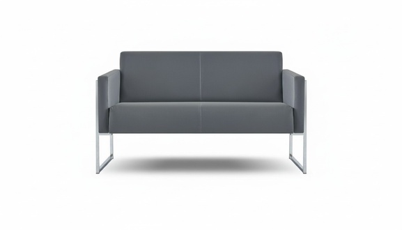 Sofa 2-Sitzer Grau Arbeitszimmer Einfarbig Wohnzimmer Modern Design Stil
