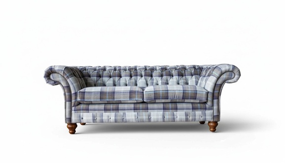 Sofa 3 Sitzer Blau Luxus Möbel Chesterfield Möbel Couch Textil Stil Neu