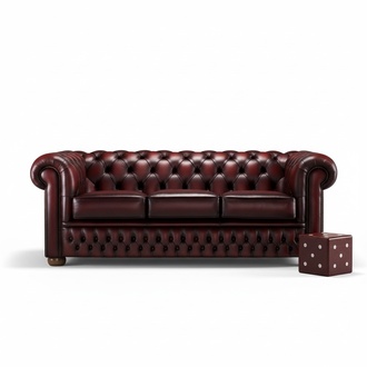 Sofa 3 Sitzer Bordaux Ledersofa Couchen Couch Chesterfield Garnitur Leder