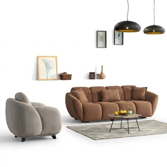 Sofa 3-Sitzer Couch Sitzgruppe Sessel Sofa-Set Wohnzimmergarnitur Garnitur 2tlg