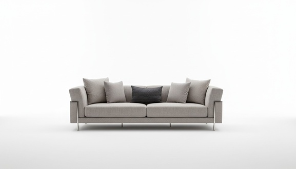 Sofa 3 Sitzer Couch Polster Sofas Wohnzimmer Stoff Grau Wohnlandschaft
