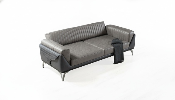 Sofa 3 Sitzer Couch Holz Möbel Sofas Couch Holz Leder Imitation 240cm