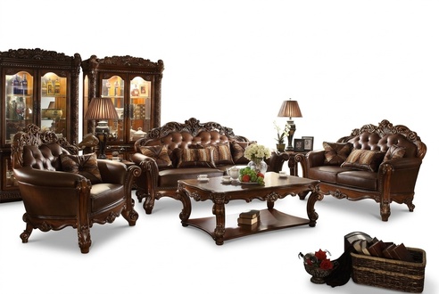 Sofa 3 Sitzer Leder Sofas Couch Polster Garnitur Sofagarnitur Dreisitzer Barock