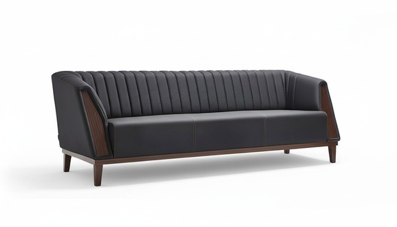 Sofa 3-Sitzer Polster Sofas Leder Design Luxus Textil Couch Schwarz Sofa