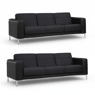 Sofa 3-Sitzer Polster Designer Couchen 2x Sofas 3-Sitzer Leder Garnitur